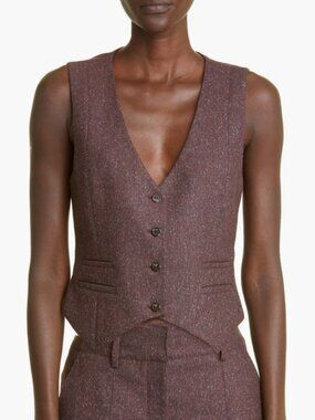 NWT Gabriela Hearst Zelos Vest Speckled Tweed Sz 8